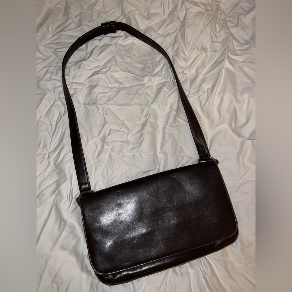 Brown Rectangular Multi Pocket Fold Zip Vintage L… - image 1